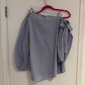 Striped Off-Shoulder Blouse with Bow